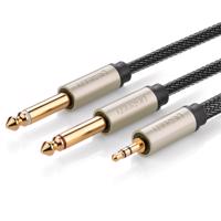 Ugreen audio kabel mini jack 3,5 mm - 2 x jack 6,35 mm 1 m šedý (AV126) 6957303816132
