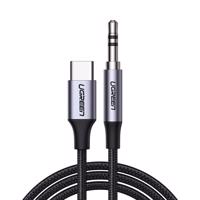 Ugreen stereo audio kabel AUX 3,5 mm mini jack - USB typ C pro tablet a telefon 1 m černý (CM450 20192) 6957303821921